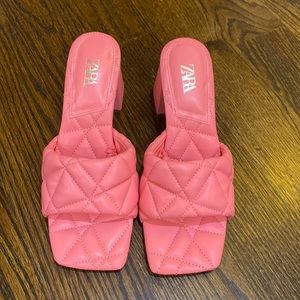 Pink Zara quilted heels - size 37 (6-6.5 US)